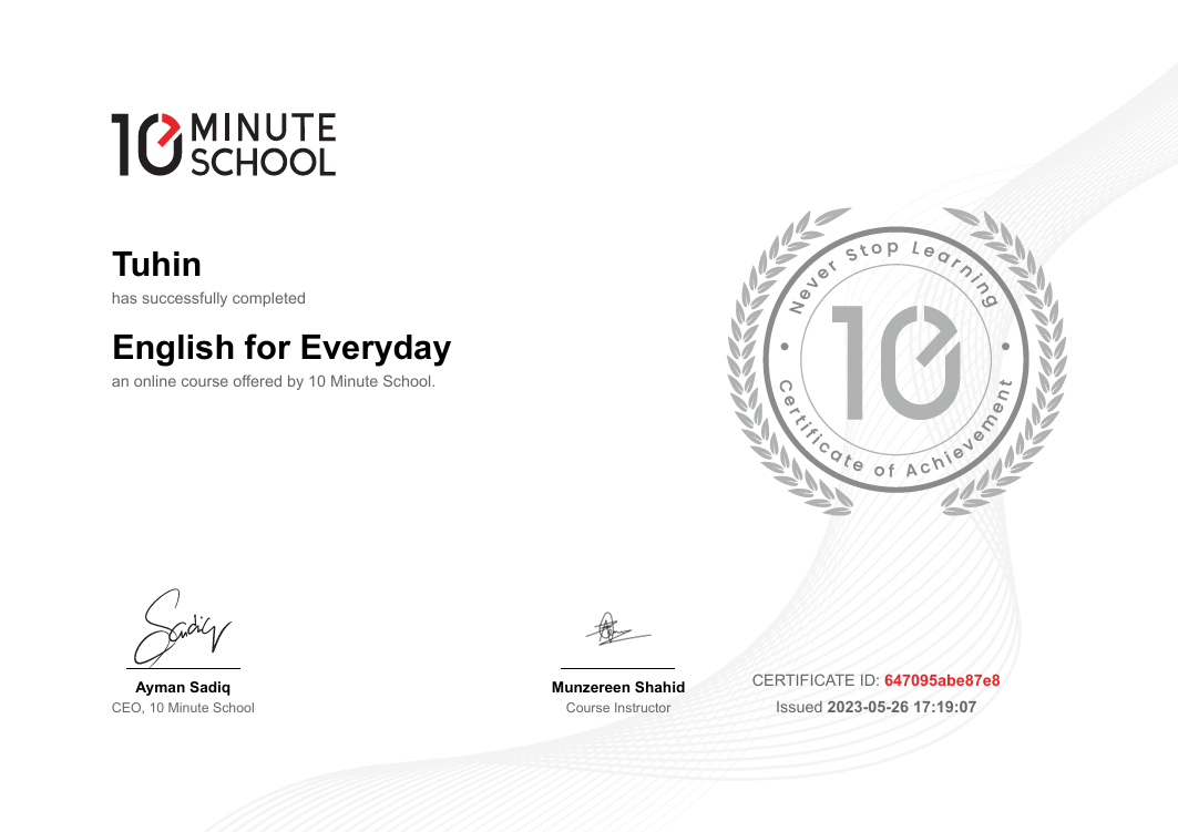 Everyday English Communication Certificate